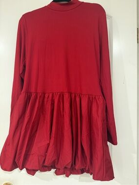 SHEIN Red Long Sleeve Babydoll Dress